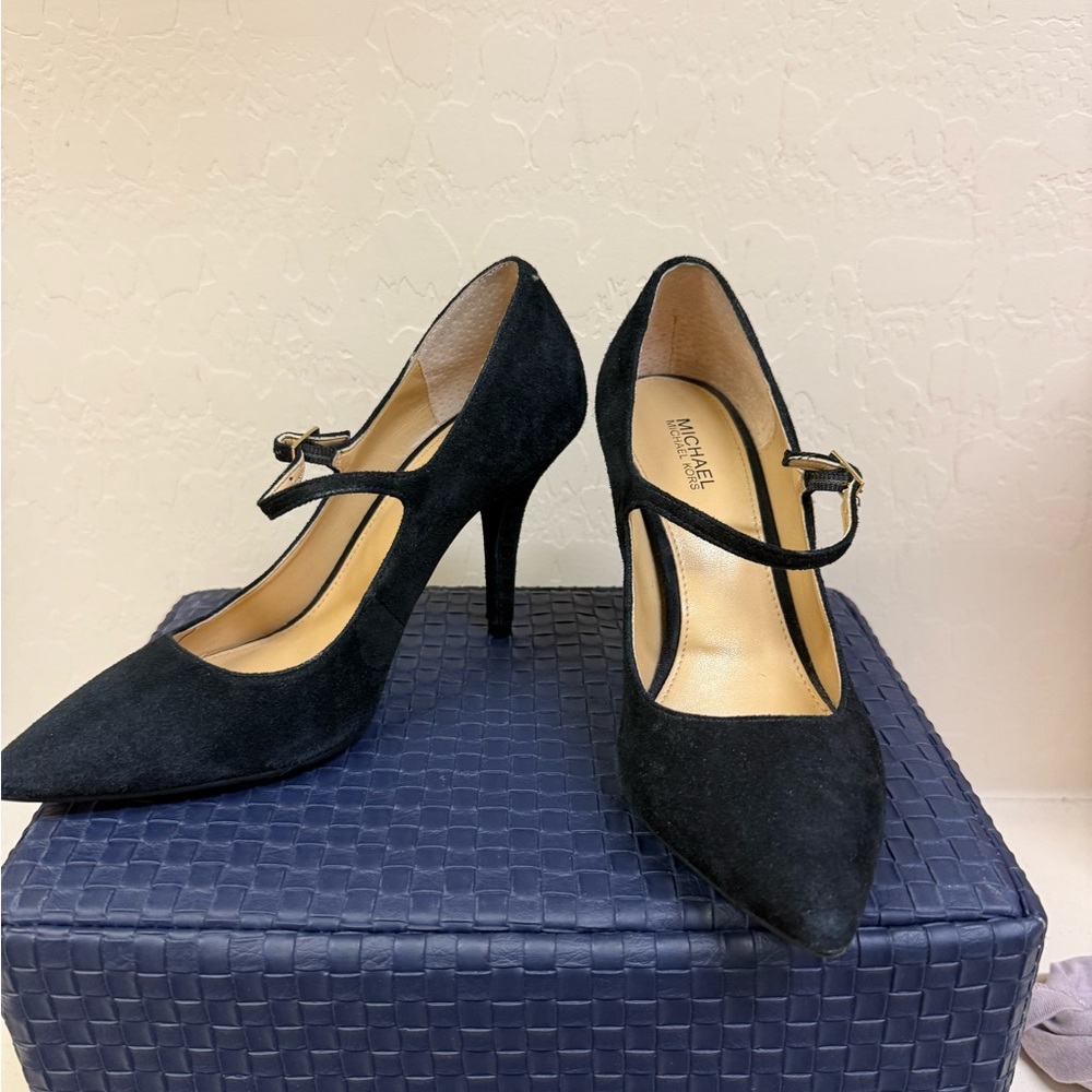 Michael Kors Black Suede Heels with Buckle